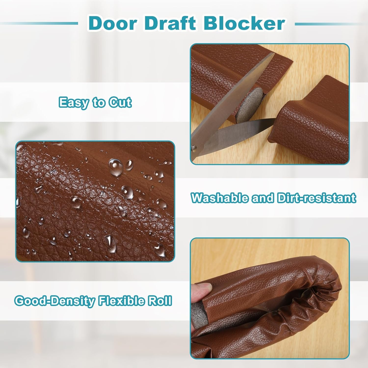 uxcell 37インチ ドアドラフトストッパー、ドア下ドラフトブロッカー、粘着防音ドアボトムシール、ドア下部用ウェザーストリッピン