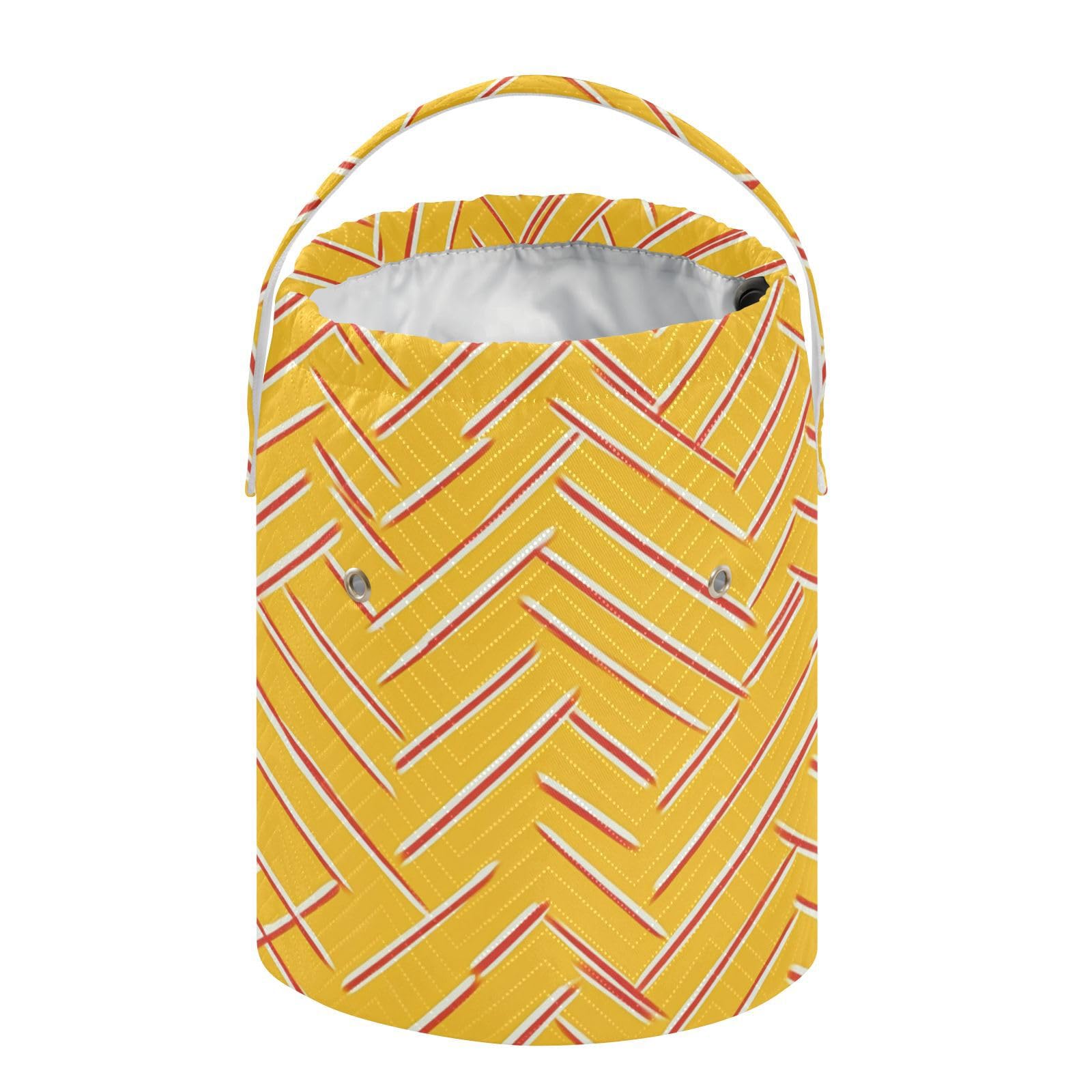 Yellow Herringbone Print Crochet Bags Crochet Hook Bag with Holes Storage Bags for Knit Crochet Travel Accessory