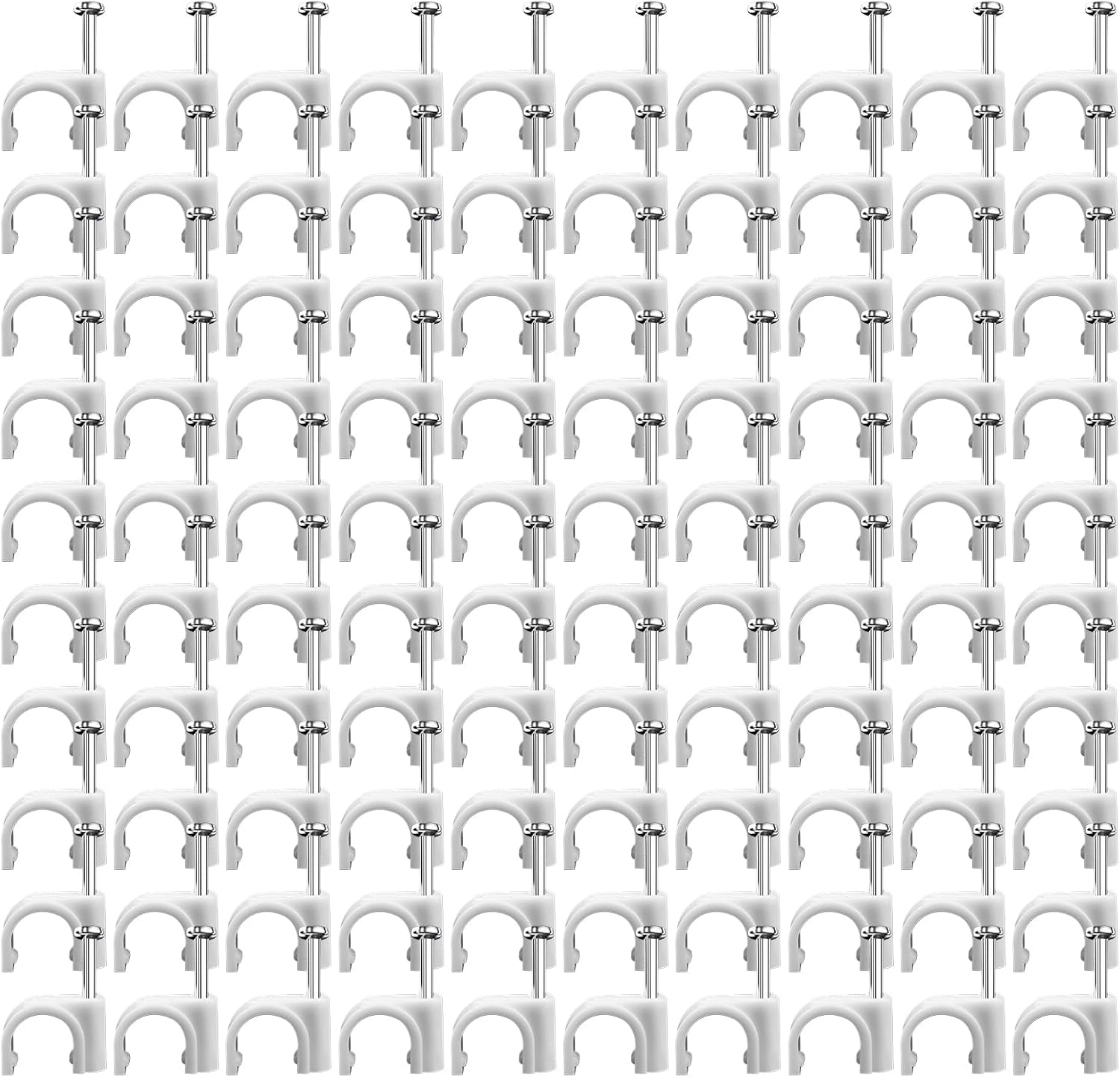 100 Pieces Electrical Wire Clamps -Cable Wire Clips | Wall Cord Organizer Nails Network Cable Holders For Desk Workplace Bedside Furniture Indoor Home Ceiling Nightstand Outdoor