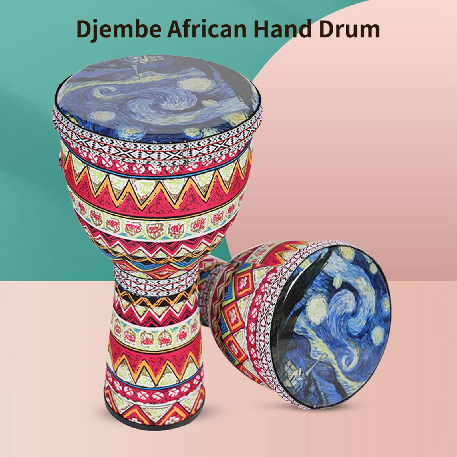Djembe Drum, Djembe with Strap 8 Inch PVC Carbon Fiber Ultra Light Hand Drum African Drum for Beginners of Adults and Children (1)