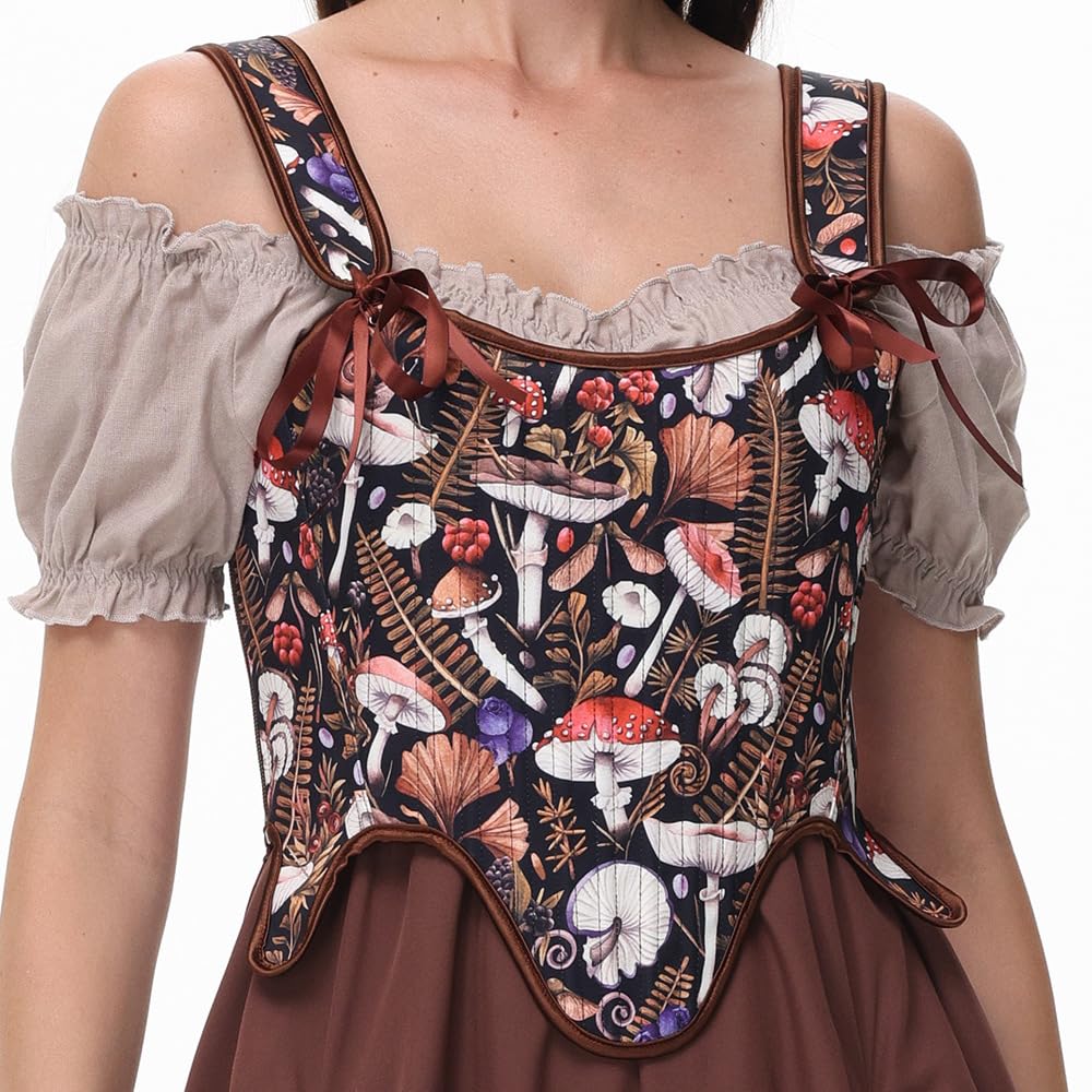fizzoqi Women's Oil Painting Corset | Double Shoulder Strap Adjustable Bustier | Palace Style Body Shaper Slim Fit-picture-38