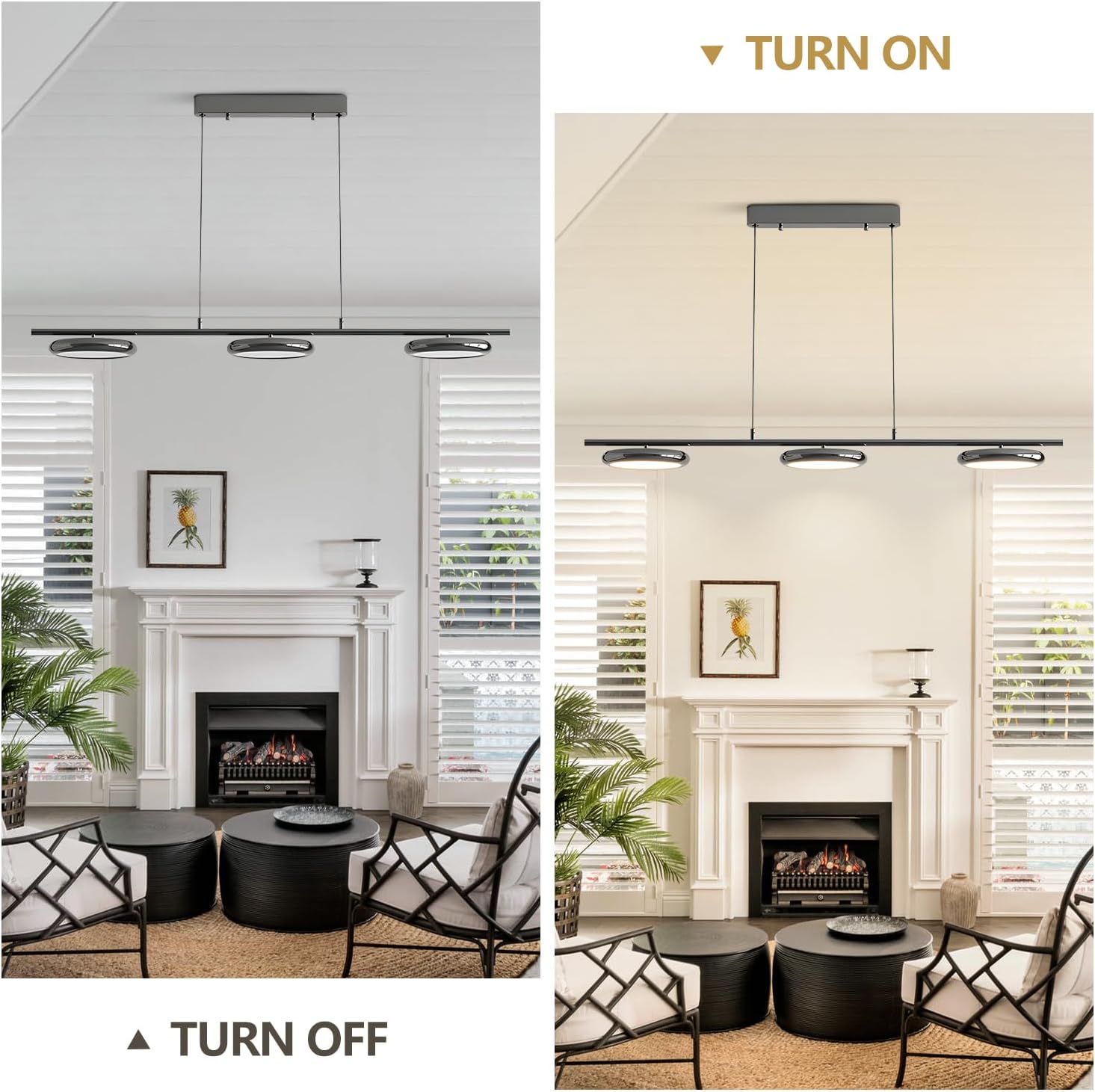 Modern Linear Pendant Light, Dimmable LED Chandelier Minimalist Kitchen Island Light Fixture Over Table for Living Room Bedroom Kitchen Island