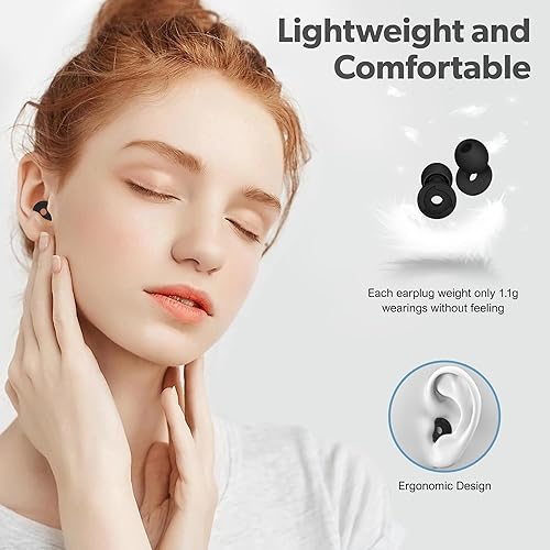 Miniatura 3 de 2 pares de tapones para los oídos para reducir el ruido del sueño, tapones NRR de 30 a 35 dB para cancelación de ruido para sensibilidad al ruido,