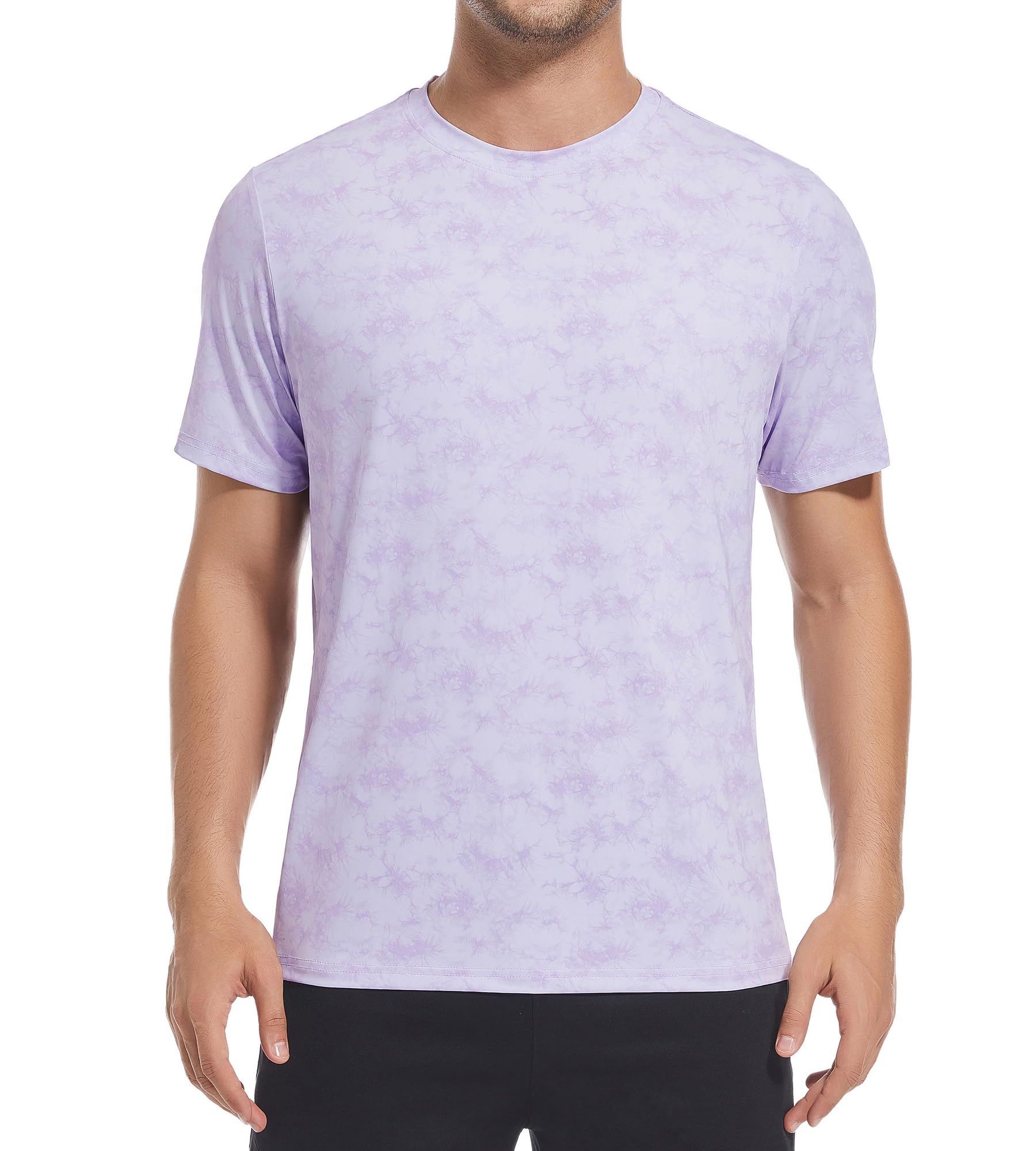 Alex VandoMens Tie-Dye Printed 4-Way Stretch T-Shirts Short Sleeve Casual Shirt for Men