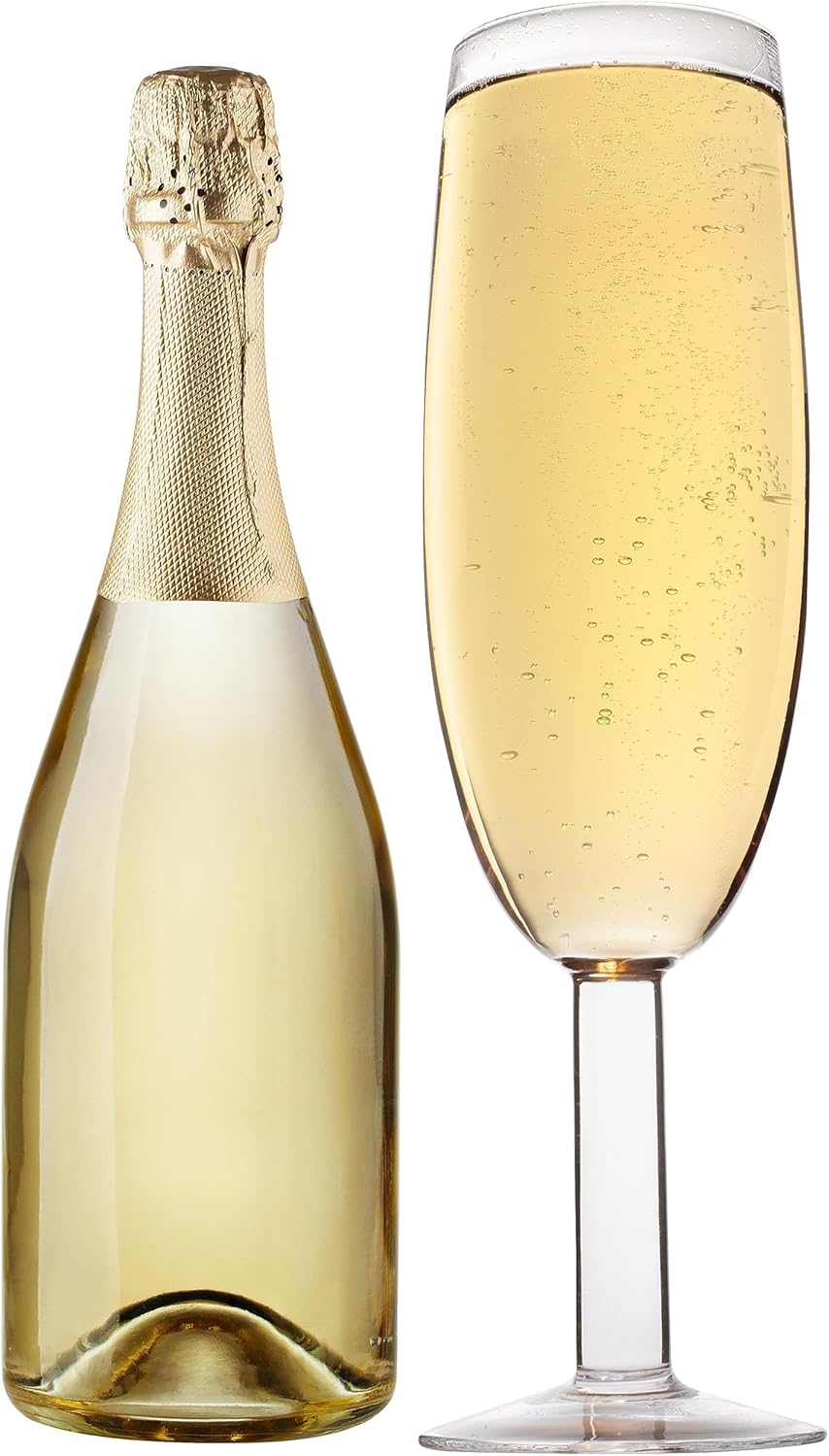 Oversized XL Giant 25oz Champagne Flute - Holds a Full Bottle of Champ - Made of Hand-Blown Glass NOT Plastic - Jumbo Glassware Fun for Bachelorettes, Bdays & Graduations - Mothers Day Gift for Mom