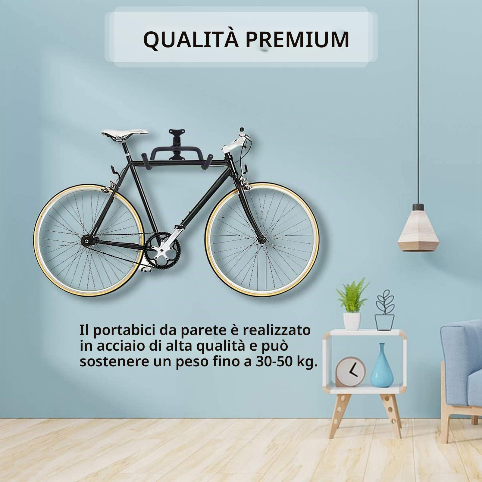 Supporto da Parete Pieghevole per Biciclette da Strada, Montagna e Ibride - 2 Pezzi Poweka