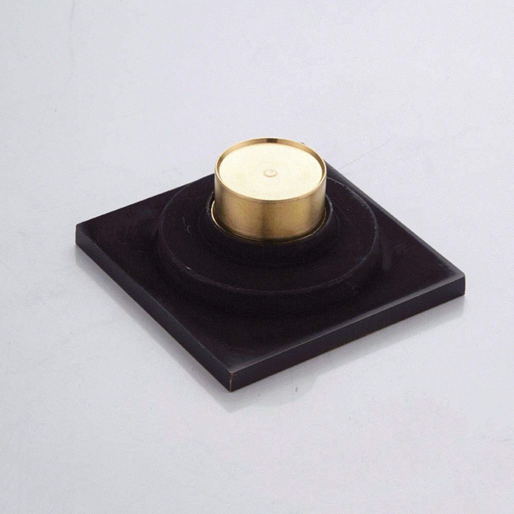 Italiano: Piano di Scarico-Solid Brass Piazza Doccia Suolo Piastrelle di Scarico con Inserto griglia sfoderabile Capelli Catcher Strainer, Finitura Placcato Nero Opaco