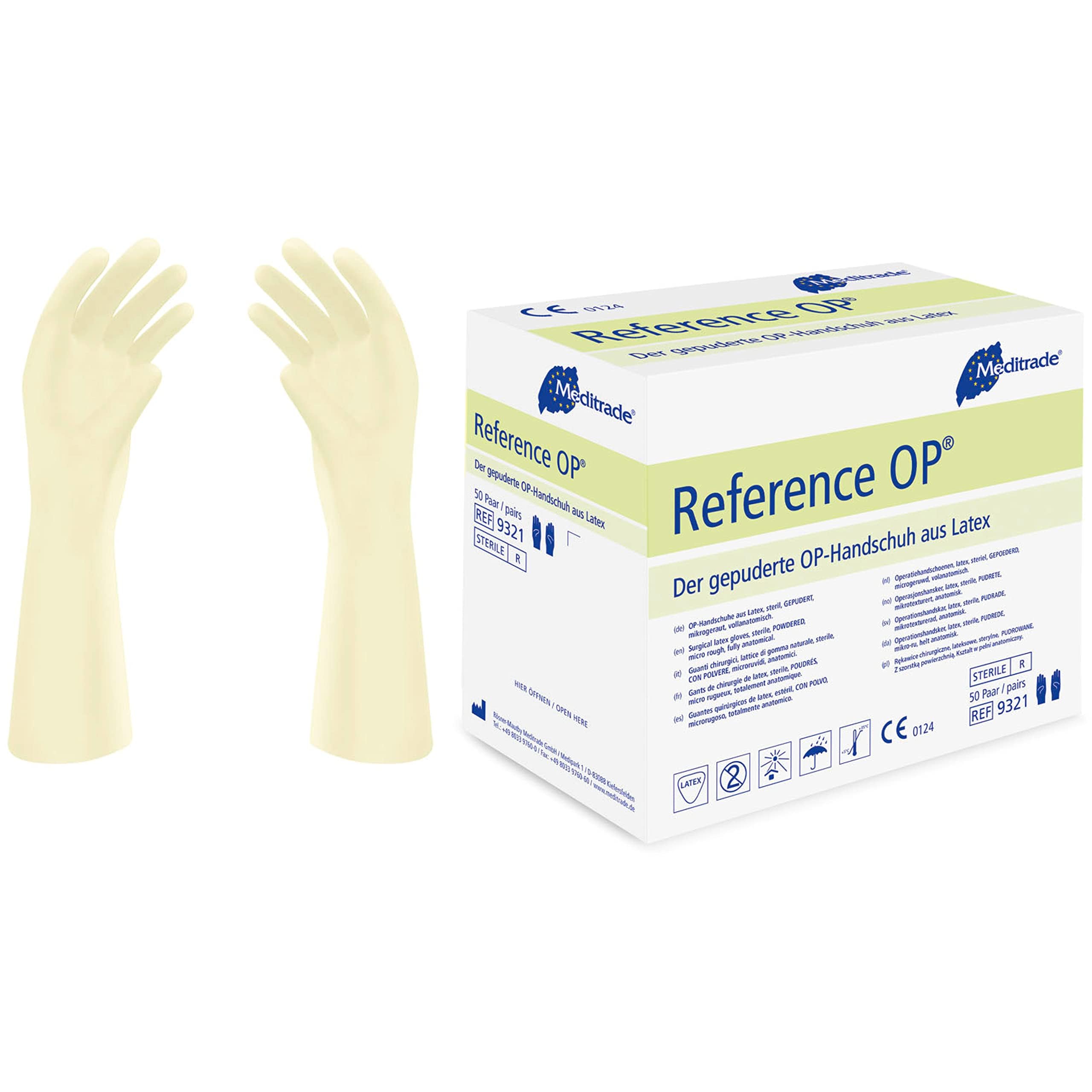 Meditrade 932175 riferimento Gepuderte – Guanti sterili in lattice, misura 7.5 (confezione da 100)