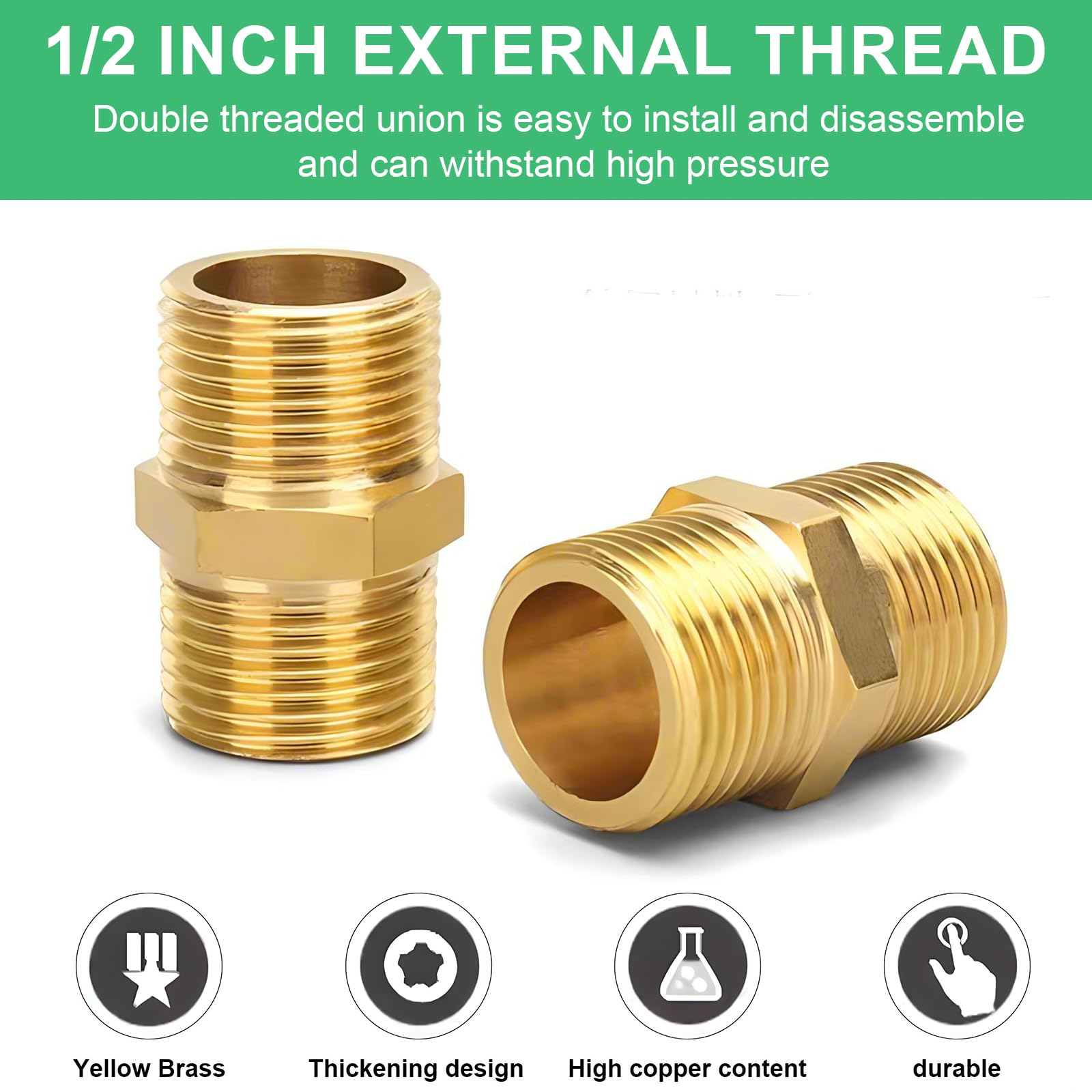 Nipplo Doppio In Ottone - 4 Pezzi Filettatura Esterna Per Impianti Idrici - Foto 3