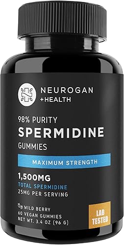 Neurogan Gomitas de espermidina de 1500 mg, 98% puras, 100 veces más potentes que el germen de trigo para la salud celular, antienvejecimiento y