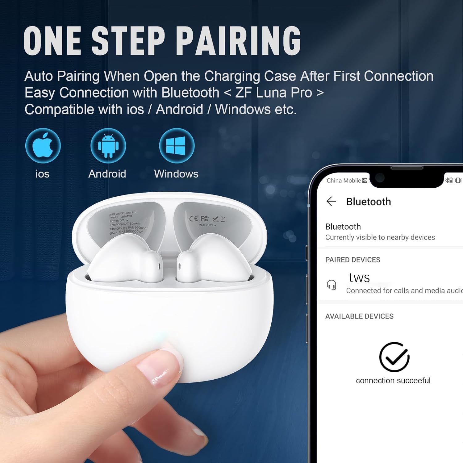 Btootos Cuffie Bluetooth, Auricolari Bluetooth 5.3 con 4 ic, Cuffie Wireless In Ear HiFi Stereo