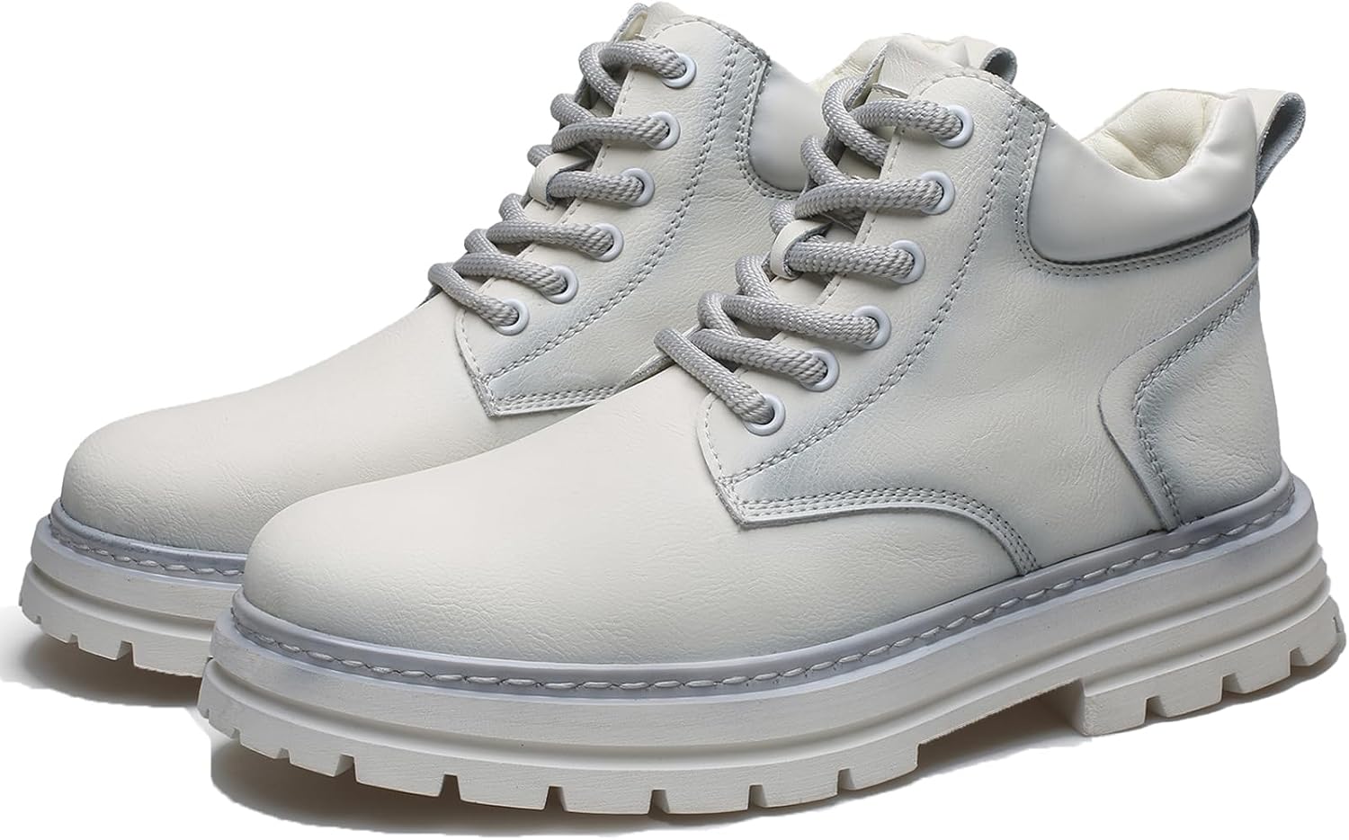 Lug Sole Combat Boots for Men's Leather Handmade Platform Chunky Heel Chukka Ankle Boots Casual Lace Up Non-Slip Outdoor wear-resistant Work Boots