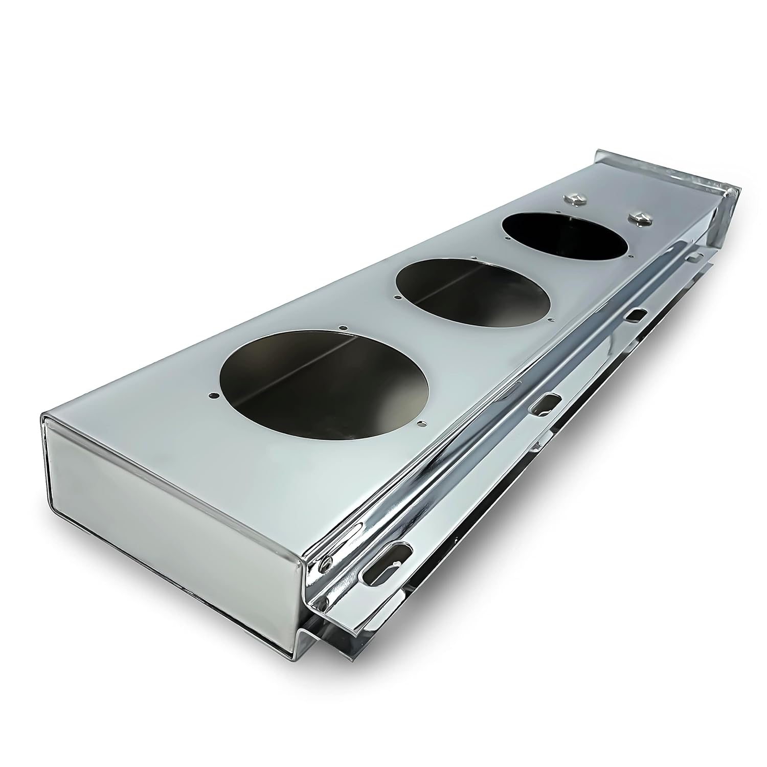 Torque Mud Flap Hanger for Semi Trucks 2-1/2" Bolt Spacing 30" Chrome, 4" Light Cutouts, Lights NOT Included, Spring Loaded, Straight, Right Left Included, (TRMFH308)