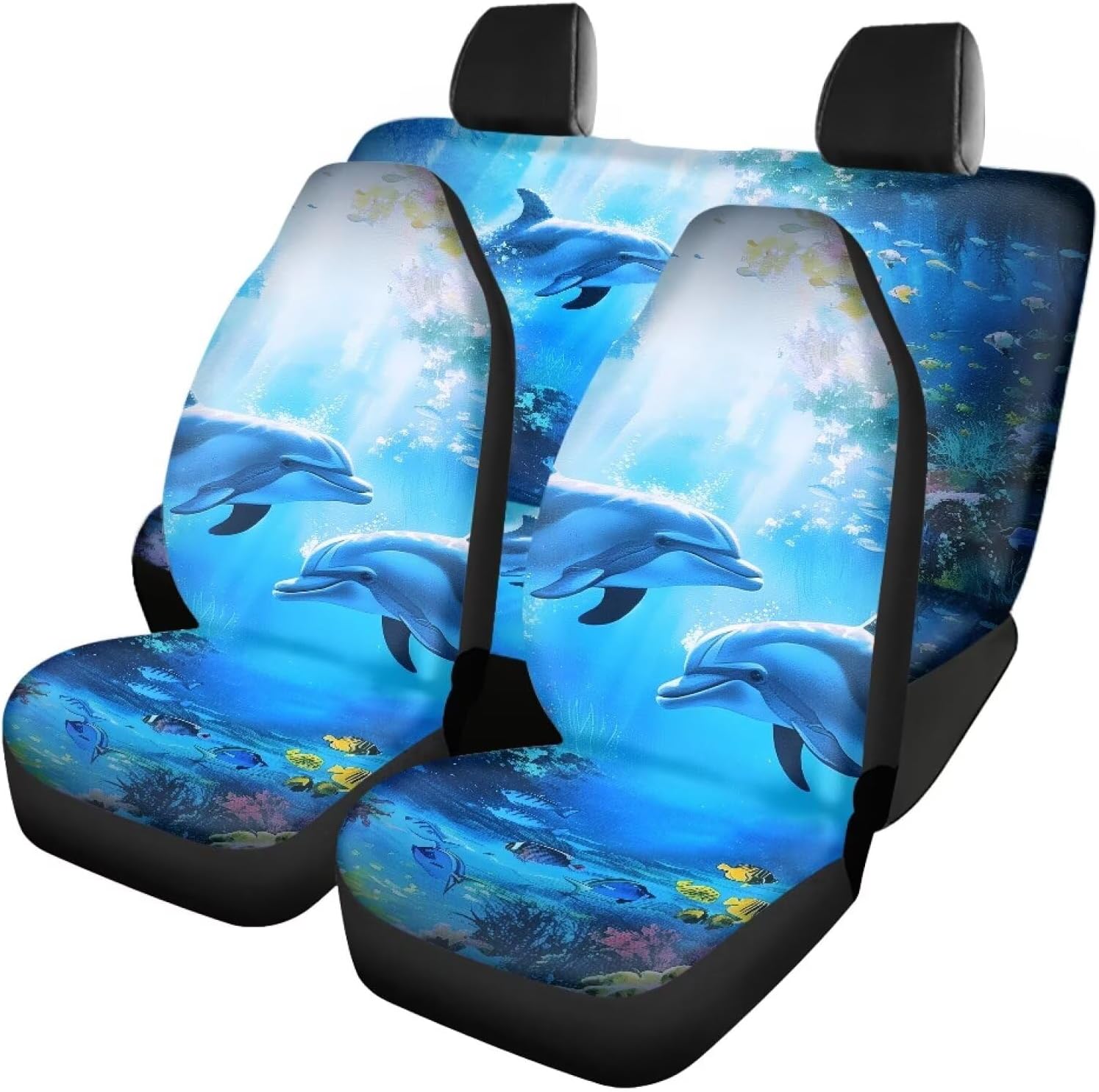 Van Gogh Sunflower Car Seat Covers Full Set Universal Fit,Sunflower Art Painting Front&Back Automotive Seat Covers Split Bench Rear Seat,Washable Car Seat Cover