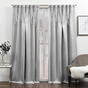 Exclusive Home Bliss Room Darkening Room Blackout Hidden Tab Top Curtain Panels, 54"x96", Silver, Set of 2