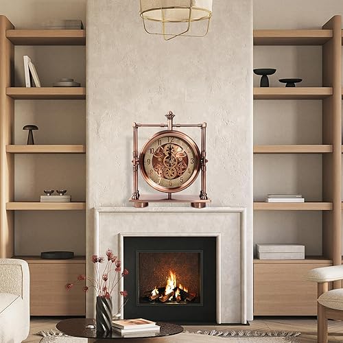 Miniatura 6 de Moving Gears - Reloj de escritorio, reloj de manta, arte industrial steampunk, relojes decorativos para sala de estar, casa de campo, oficina, ideas