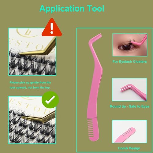 Miniatura 5 de Kit de extensiones de pestañas gruesas, 120 unidades, individuales, con unión de pestañas, sello y pinzas, kit de racimos de pestañas con volumen,
