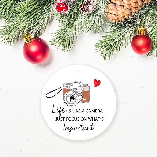 Miniatura 2 de Adornos de cámara para árbol de Navidad, decoraciones inspiradoras de Navidad motivacionales, bonitos adornos de cerámica divertidos para fotógrafos