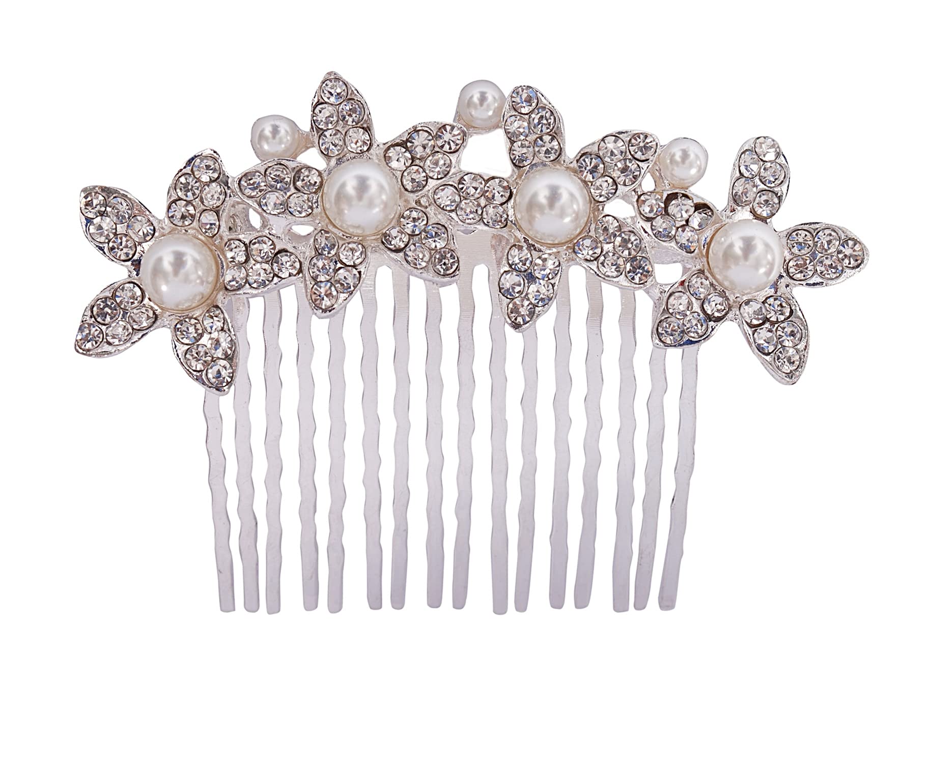 Vogue Hair Accessories Fancy Comb Hair Clip Hair Pin Hair Accessories (Silver_Floral_Comb)