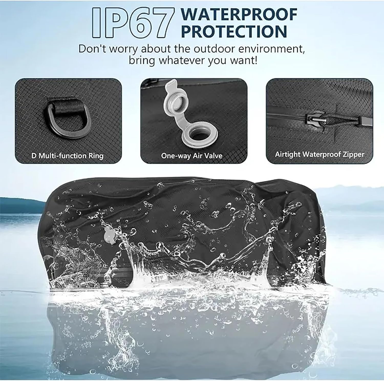 2PCS TPU Vacuum Bag for Travel, Reusable Compression Bag with IP67 Waterproof Zipper, Space Saver Bag for Suitcase, Backpack,with Windows