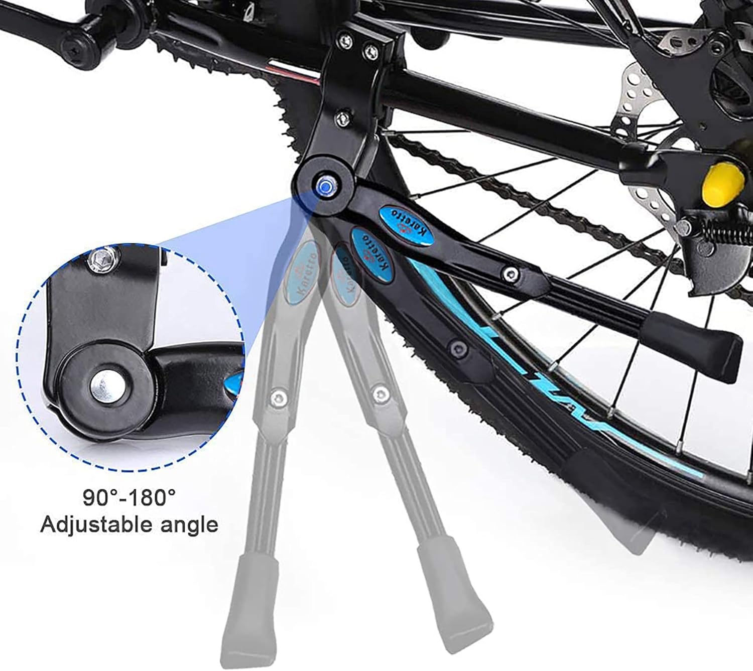 Bike Kickstand Kids- Adjustable Rear Side Aluminum Alloy Bicycle Stand Kickstand Fit for 1618" 20" 22Bike Kick Stand for Mountain Bike Road Bicycles Kickstand Kids/16-22in(Rear Side Black)