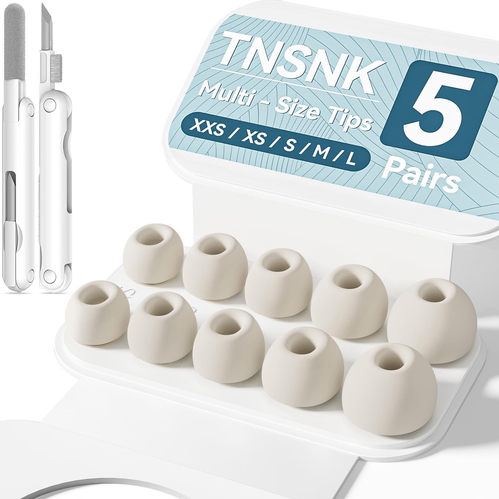5 Pairs Replacement Ear Tips for AirPods Pro 3(White)