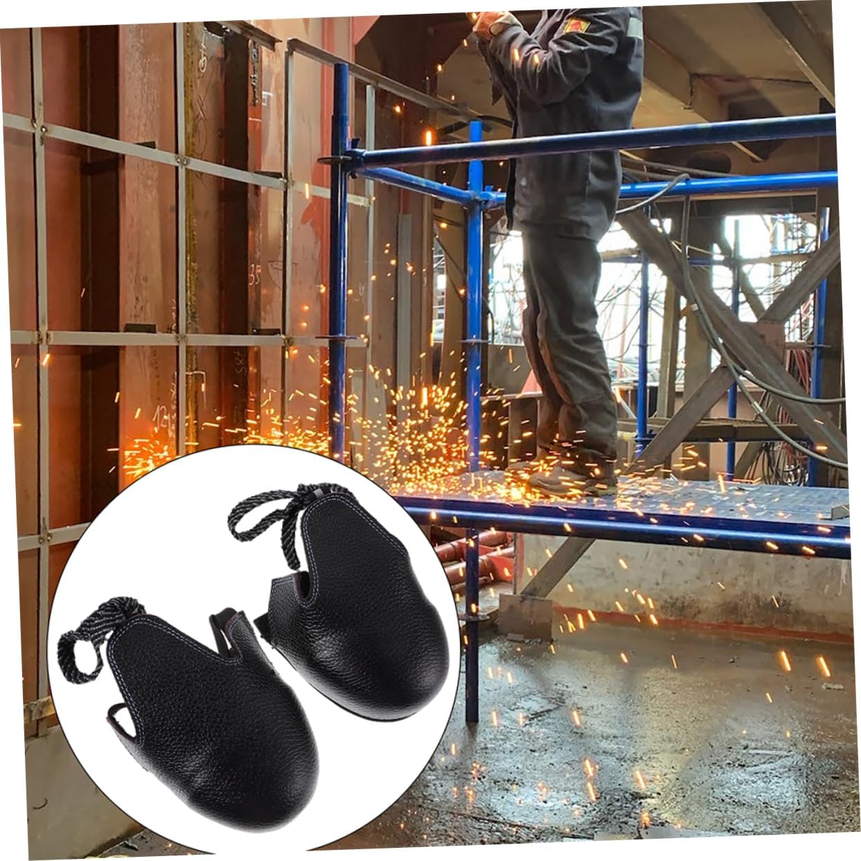 KICHOUSE 2 Pairs Safety Overshoes with Caps Non Slip Shoe Covers for Unisex for Construction Production Areas Foot Protection From Falling Objects