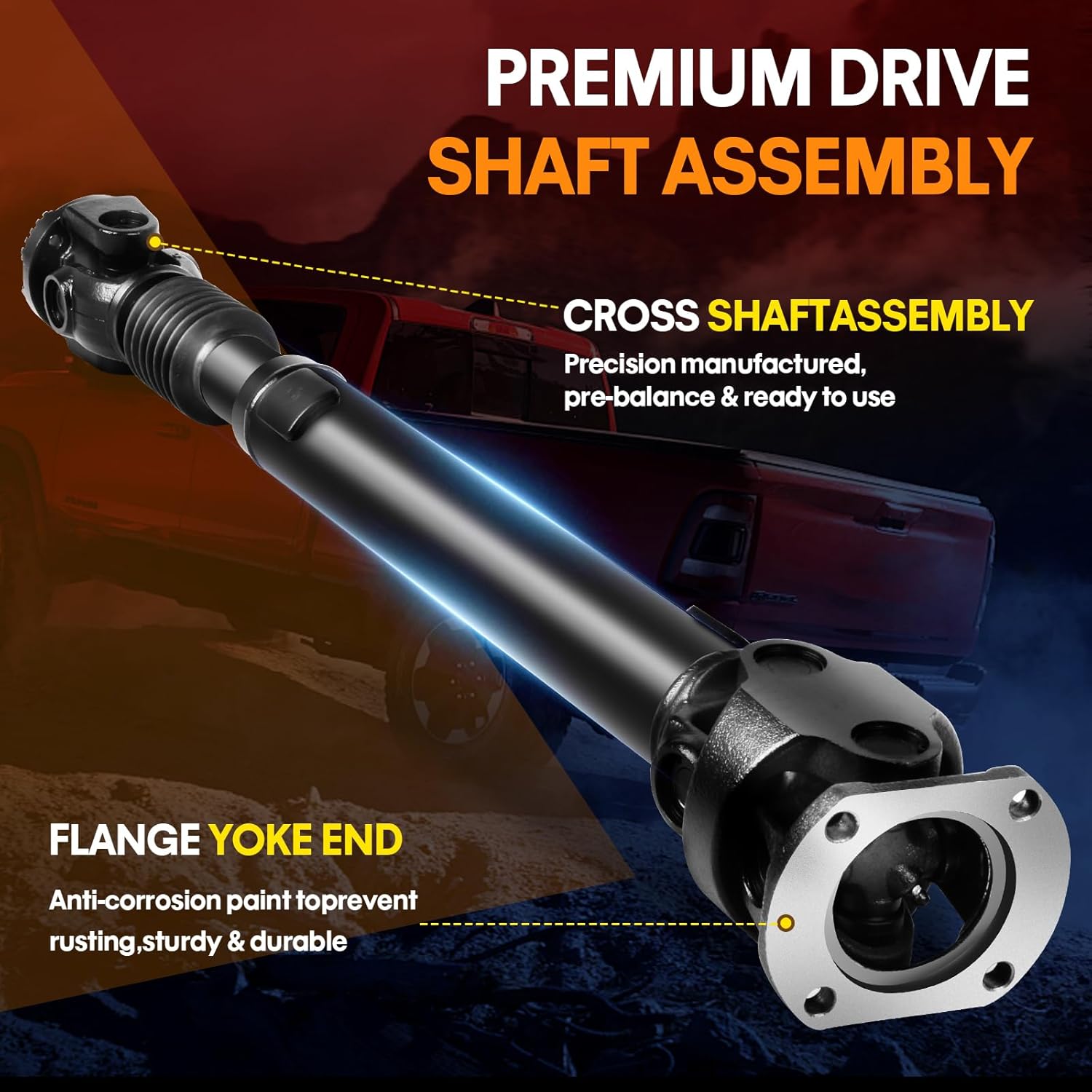 Front Drive shaft Assembly Fit for 2003-2010 Dodge Ram 2500 3500 5.9L/6.7L/8.0L, for 2011-2013 Ram 2500 3500 6.7L [4WD, Auto-Trans], Complete Driveshaft Replaces 52123326AB, 938-163