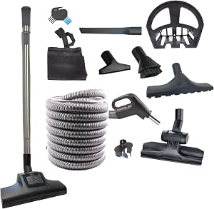 Wessel-Werk BaseReach™ Turbo Kit – 35 ft Low Voltage Central Vacuum Hose with 2-Way On/Off Switch & Accessories