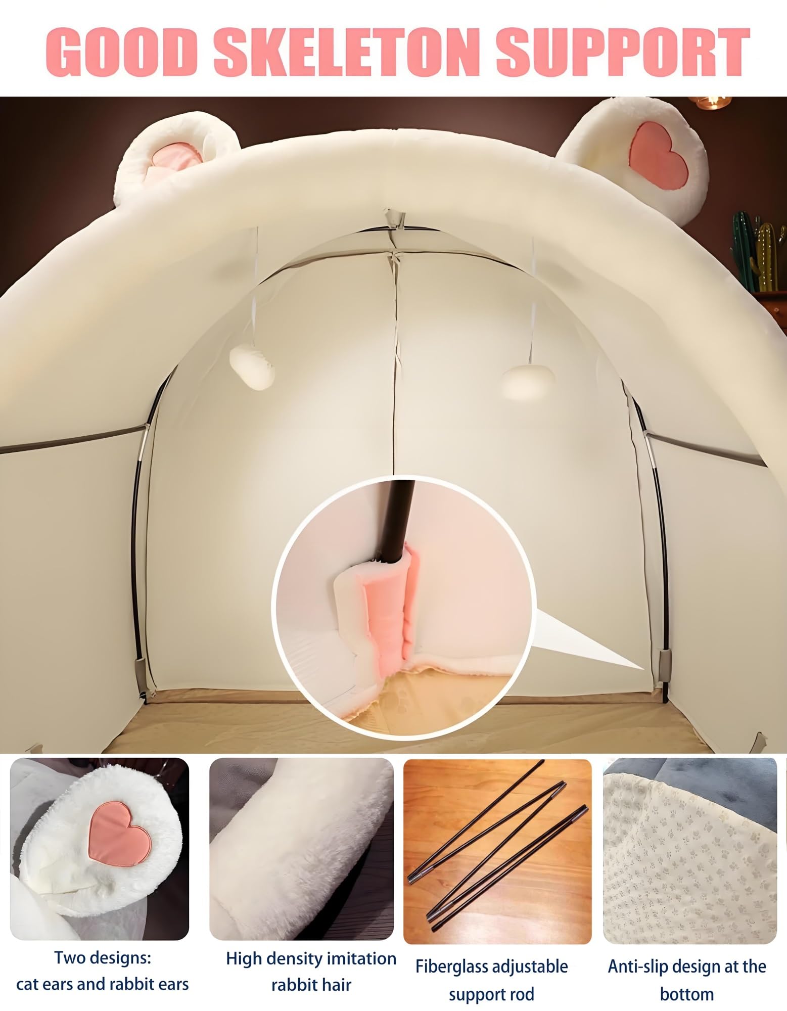 Tenda sensoriale oscurante, ultra morbida, pelosa, rilassante, portatile, con luci a LED(Grigio)
