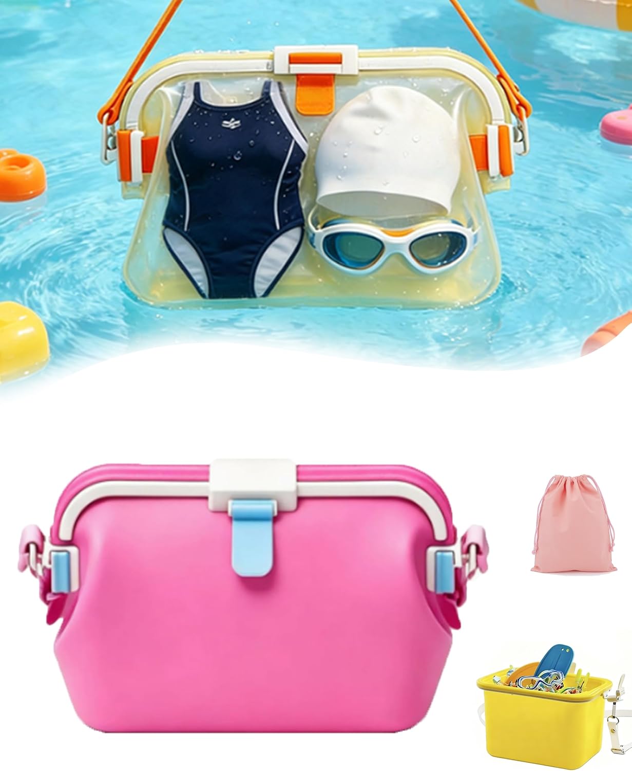 Silicone Beach Bag - Floating Food-Grade Silicone Pool Beach Bag, Waterproof & Leakproof Silicone Crossbody Bag for Beach and Water Parks - Floats to Avoid Sinking(Pink, S-2000ml)