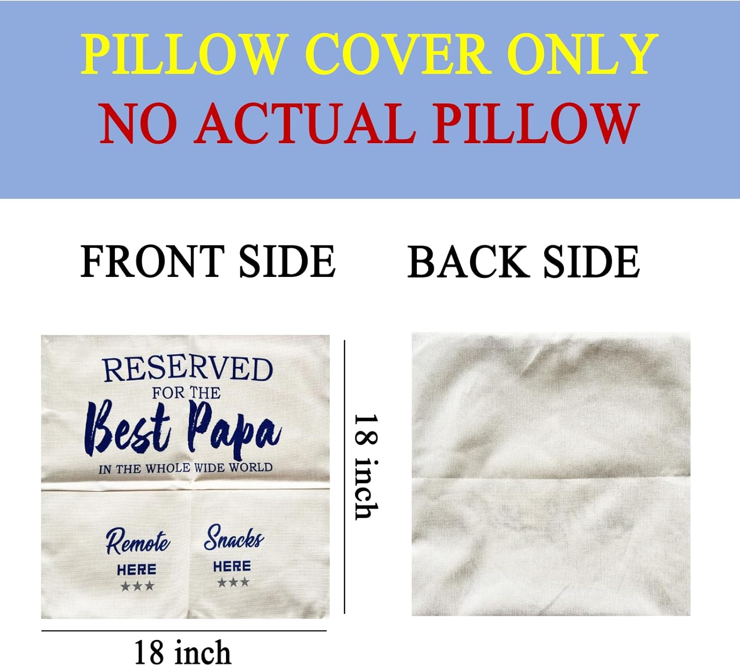 Papa Gifts from Grandkids, Two-Pocket Throw Pillow Covers 18x18 Inch, Great Papa Dad Gifts for Birthday Christmas Anniversary Fathers Day Thanksgiving Day - Image 2