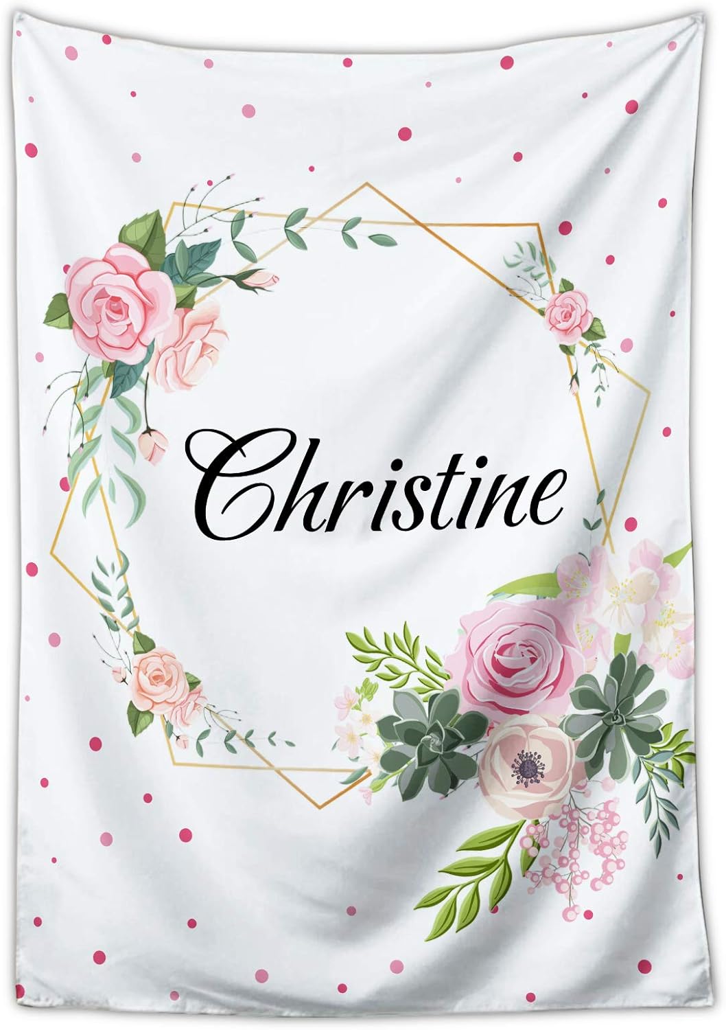 Custom Personalized Baby Blanket with Name for Girls, Customized Floral Baby Name Blankets for Infants Newborns Babies