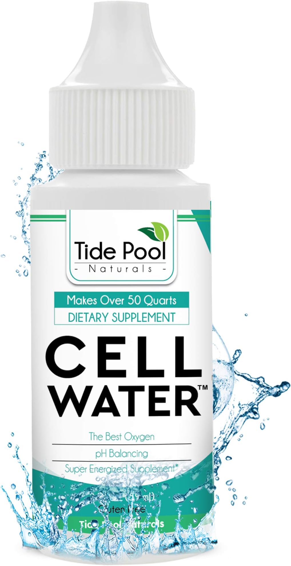Tide Pool Naturals CellWater pH Balancing Liquid Oxygen Drops and Water Purification Drops for Cell Regeneration (2 fl oz)