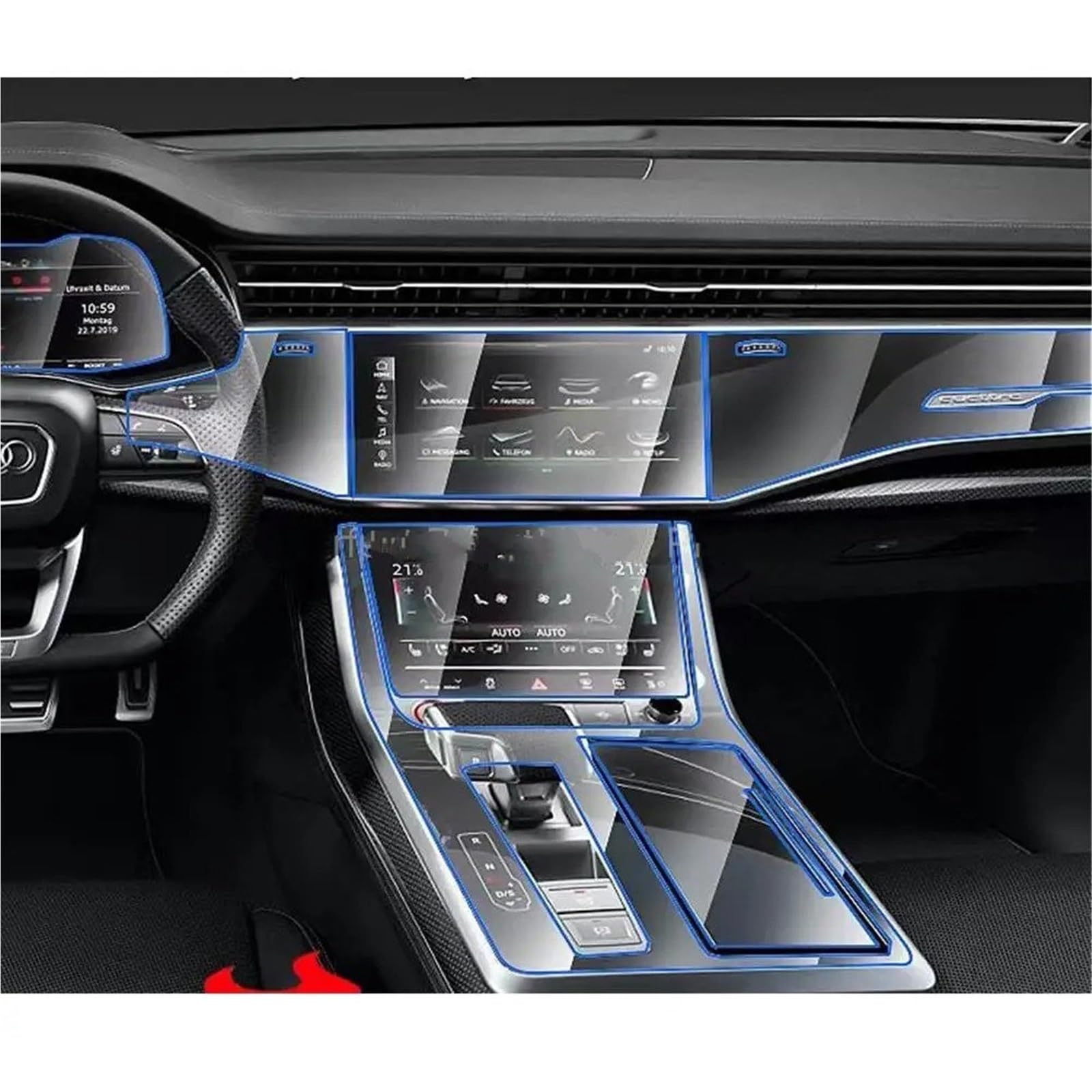 Protection d'écran Transparente pour écran de Navigation GPS de Voiture Q8 2020-2023, Film Protecteur en TPU Anti-Rayures (Moule 1)