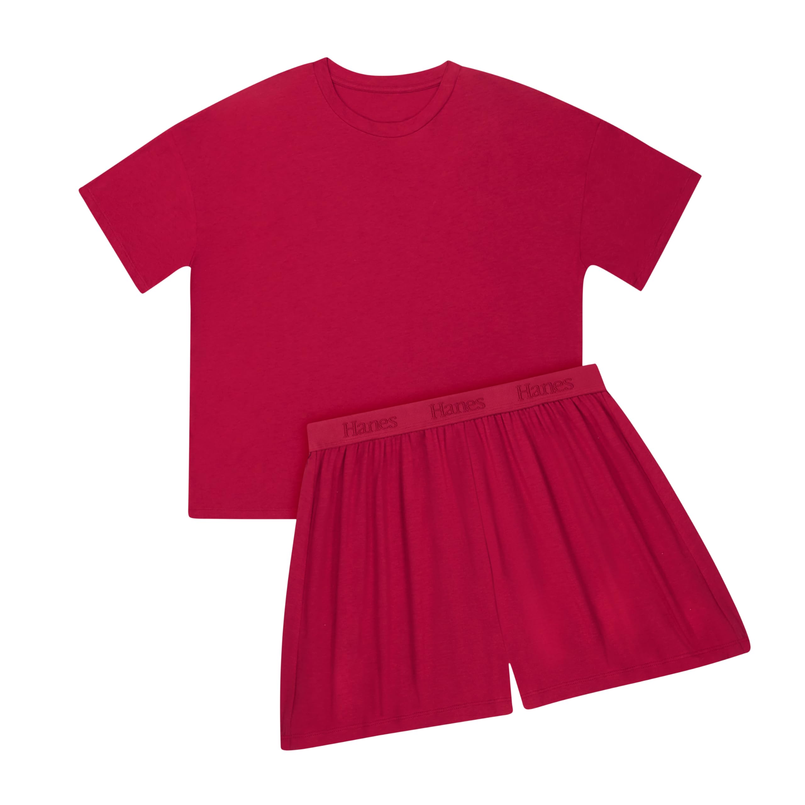 Hanes Originals 2 Piece Lounge Set, Comfywear Supersoft Boxy T-Shirt & Sleep Shorts Loungewear Set Juego de Pijama Mujer (Pack de 2)