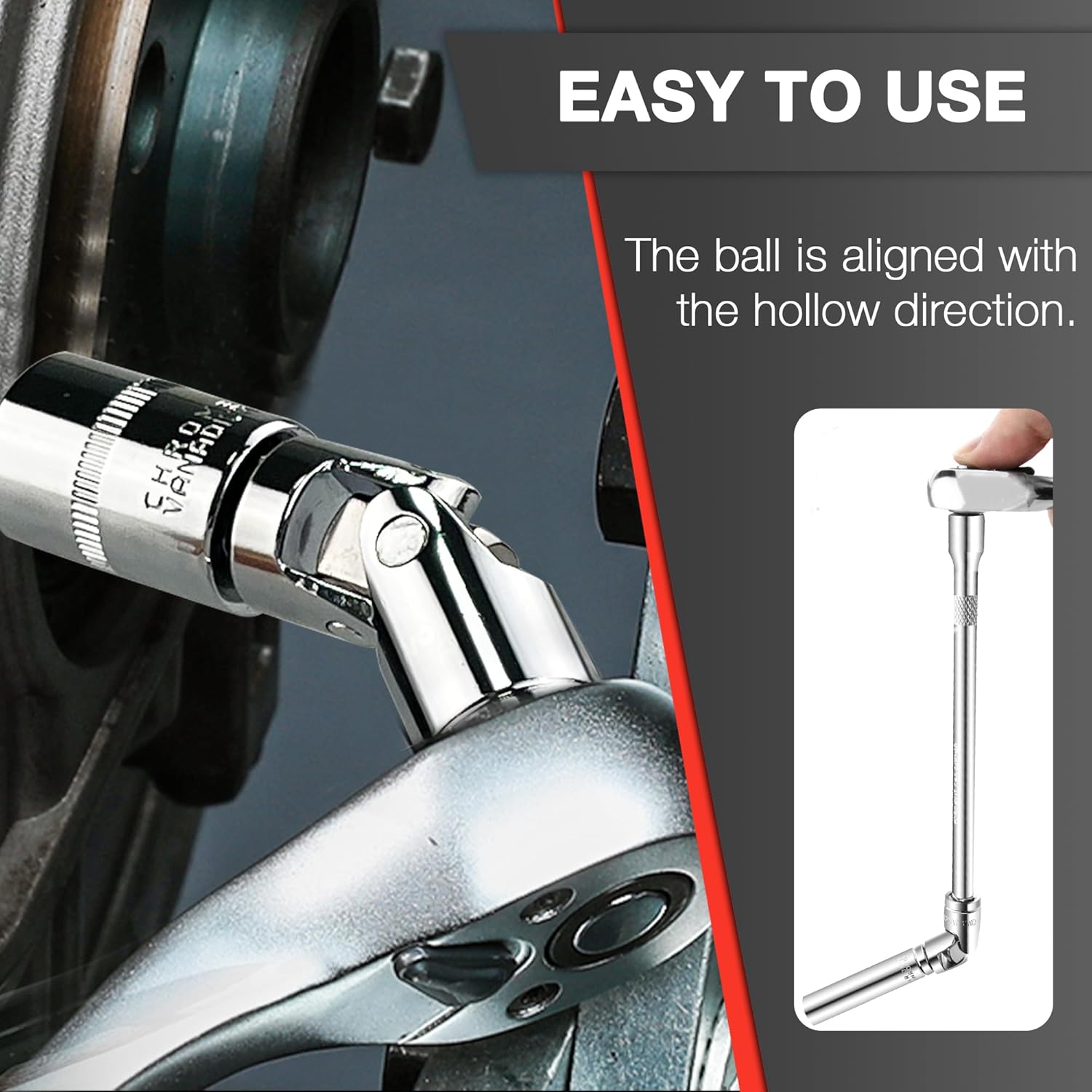 44pcs 3/8" Drive Impact Socket Set,Drive Master Socket Set,SAE/Metric, Deep & Shallow with 3/8" Drive Head Ratchet,Universal Joint,Extension bar (3” & 6”),6 Point,CR-V Steel，Mirror Chrome