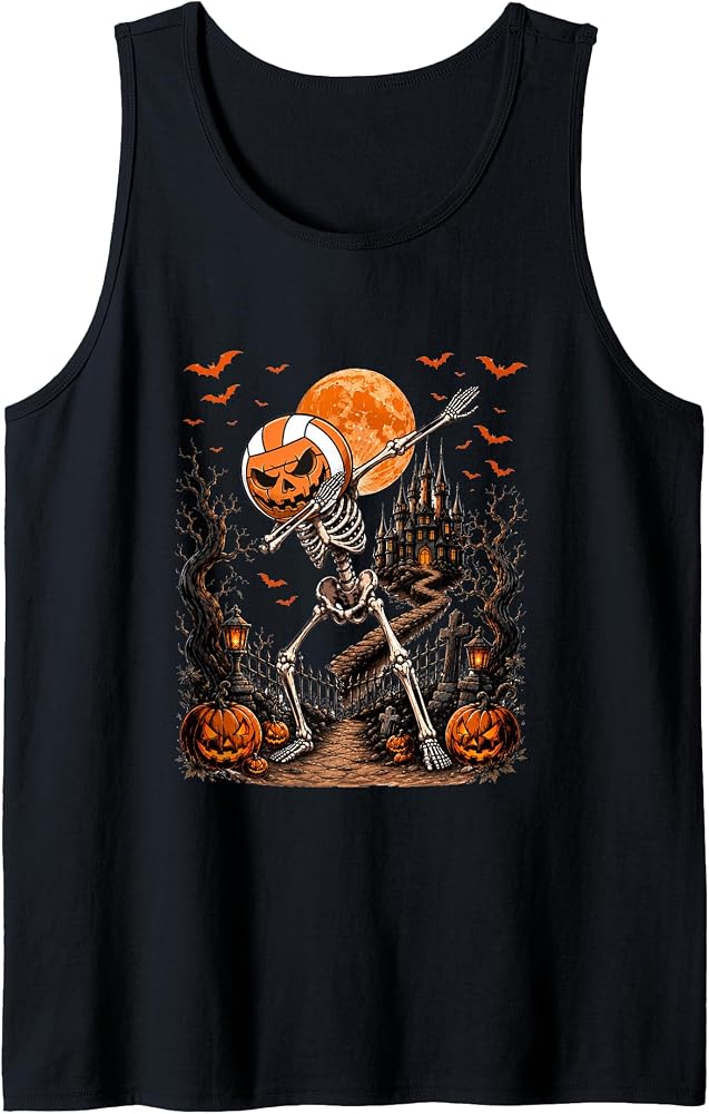 Dabbing Skeleton Cosplay Equipo de Voleibol Halloween Tank Top