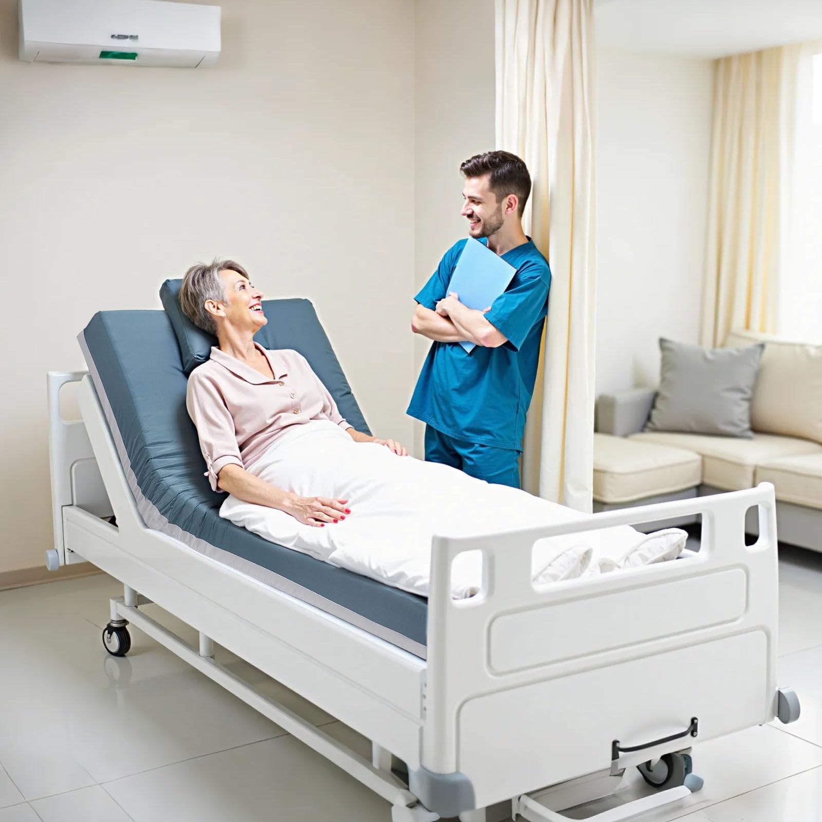 VEVOR Colchón de Cama Hospitalaria, Carga 203 kg, Redistribución de Presión, Espuma Multicapa de Grado Médico, para Tratamiento de Úlceras por Presión en Residencias de Ancianos, 91 x 203 x 15 cm