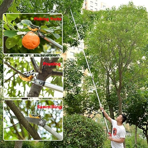 Pole Pruning Saw, Cut Hold Reach Tree Pruner Tree Loppers Fruit Picker Blade Head Aluminum 3-5m(4m) - Image 2