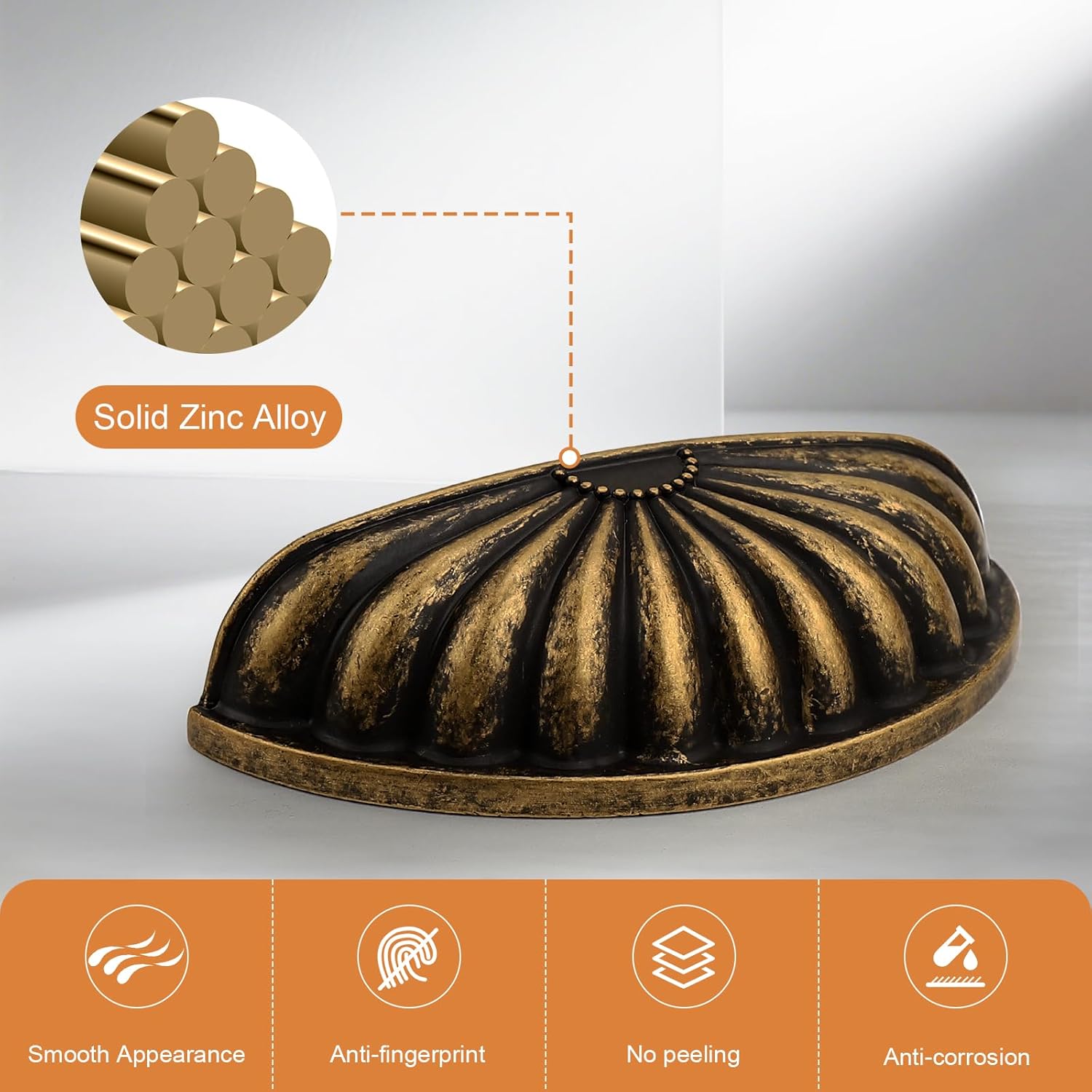 Probrico 15 Pack Antique Brass Cabinet Cup Pulls 3 Inch(76mm) Drawer Pulls,Vintage Brass Dresser Handles Kitchen Hardware for Cabinet Drawer Dresser