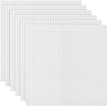 Lekebaby Classic Baseplates Building Base for Building Bricks 100% Compatible with Major Brands-Baseplate 10" x 10", Pack of 6 White