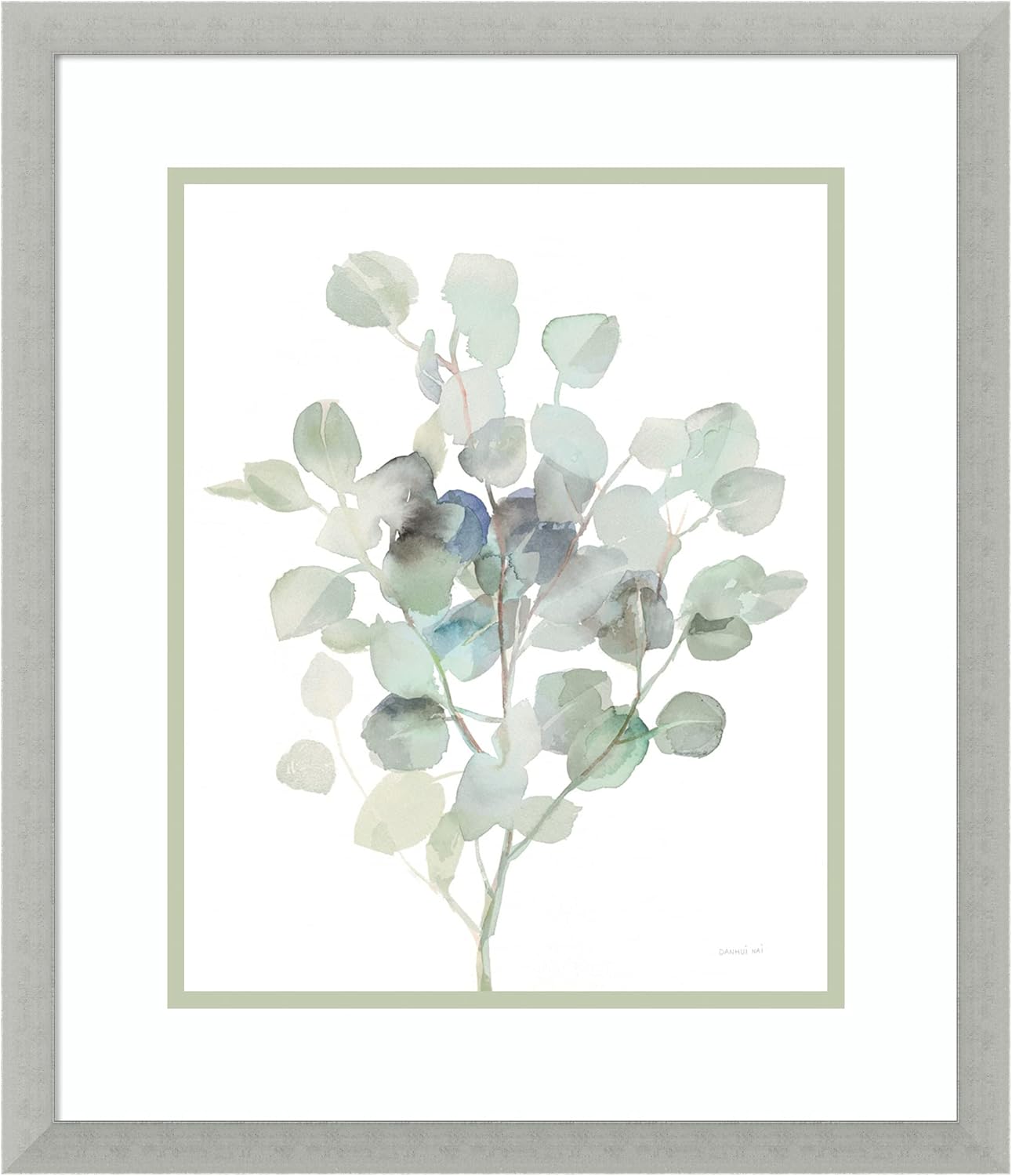 Amanti Art Framed Wall Art Print 22x19 Eucalyptus III Cool by Danhui Nai, Flowers Wall Art, Modern Decor, Medium Poster Painting Artwork for Living Room, Bedroom, Bathroom, Kitchen, Office or Business