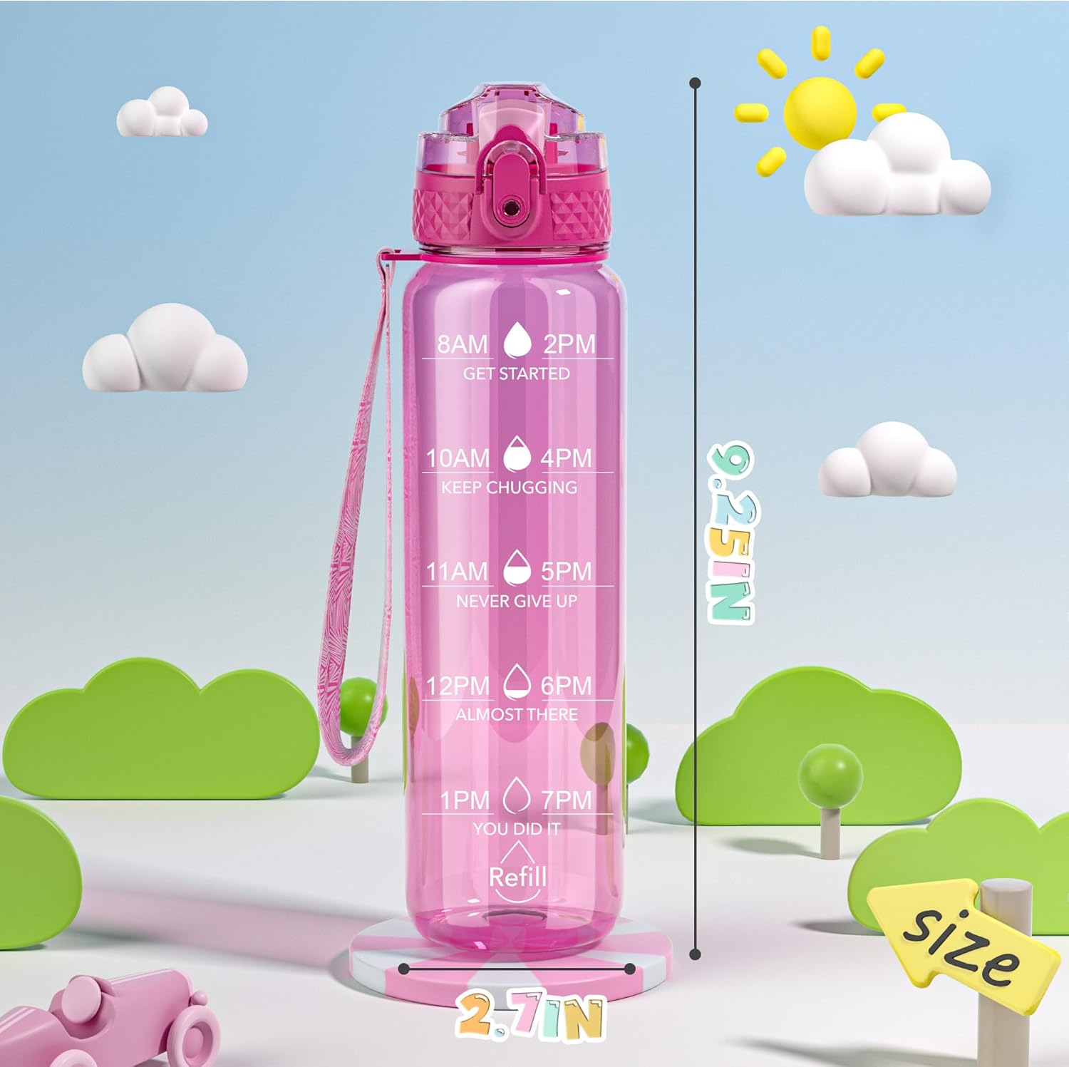 OLDLEY 17oz Kids Water Bottle for School - Motivational With Silicone Straw, Leak-Proof Tritan BPA-Free, Reusable for Girls Boys, Eggplant - Image 6