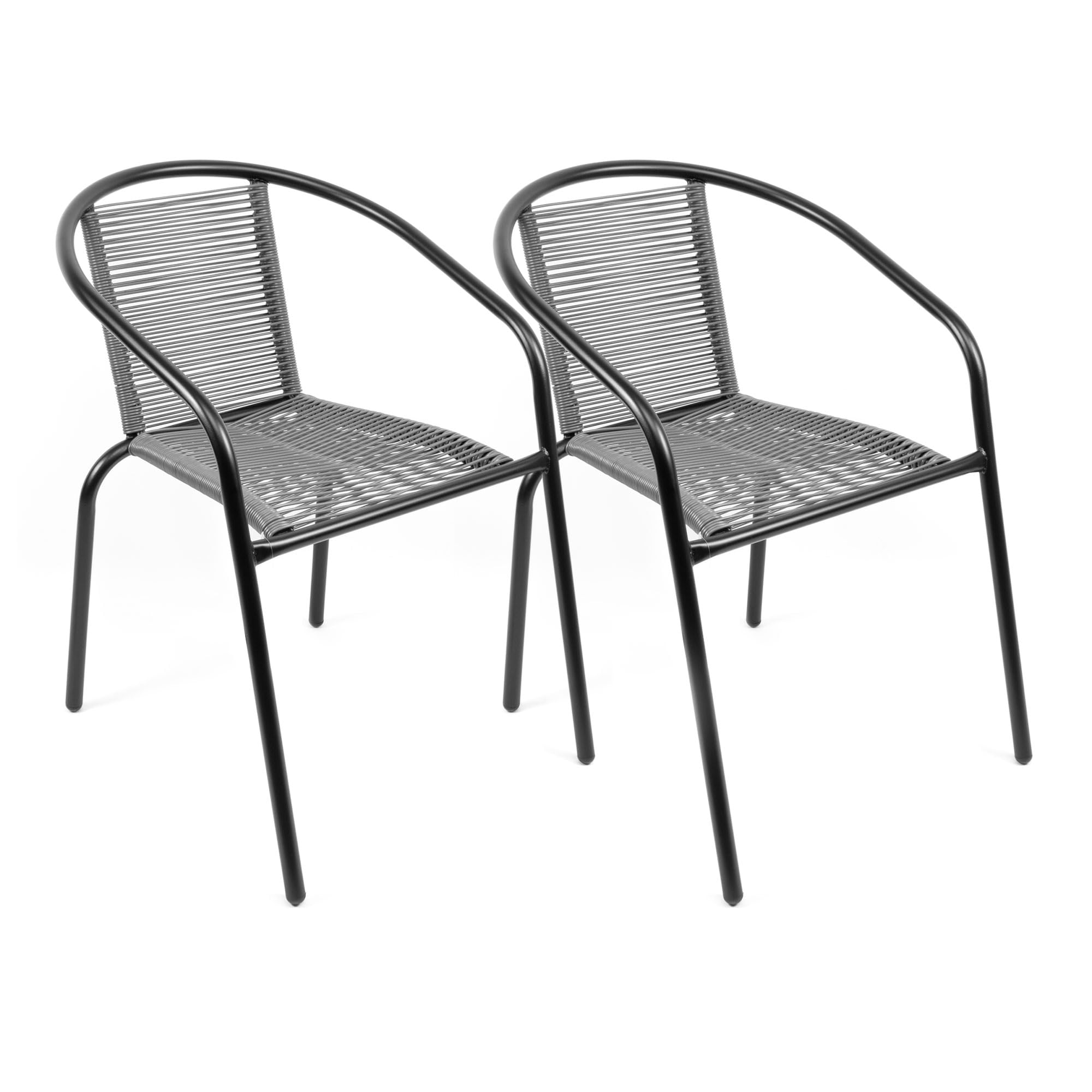 THE SECRET HOME - Conjunto de 2 Sillas de Jardín - Asiento en Metal y Polietileno/Tela para Exteriores - Ideal para Jardín, Balcón o Terraza - Varios Modelos (2, Modelo 2 - Gris)