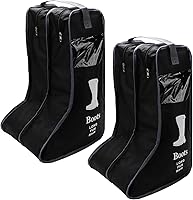 Hewnda 2-Pack Portable Tall Boots Storage Bags - Waterproof Boot Protectors with Handle for Cowboy, Snow Boots (Black)