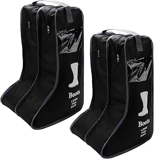 Hewnda 2-Pack Portable Tall Boots Storage Bags - Waterproof Boot Protectors with Handle for Cowboy, Snow Boots (Black)