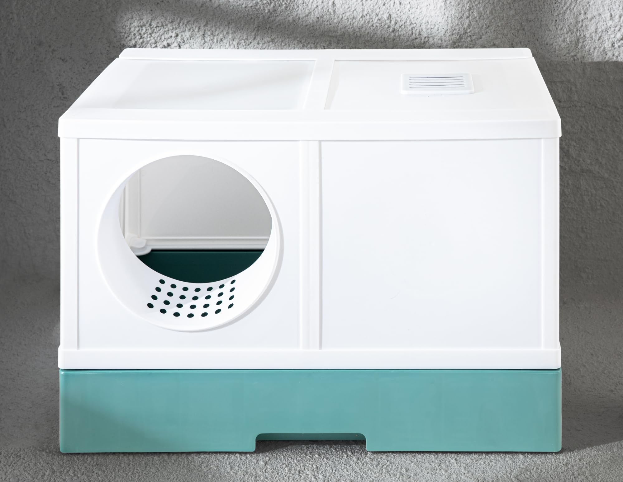PeTraum Grote witte XXL kattenbak, gesloten ontwerp, luchtfilter, verstelbaar, geurvrij, voor grote katten of huishoudens met meerdere katten