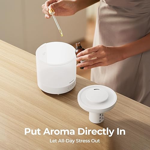 Miniatura 6 de Homvana Humidificadores pequeños para dormitorio, 2 paquetes de 1.5 L humidificador de llenado superior de niebla fría para guardería, difusor de