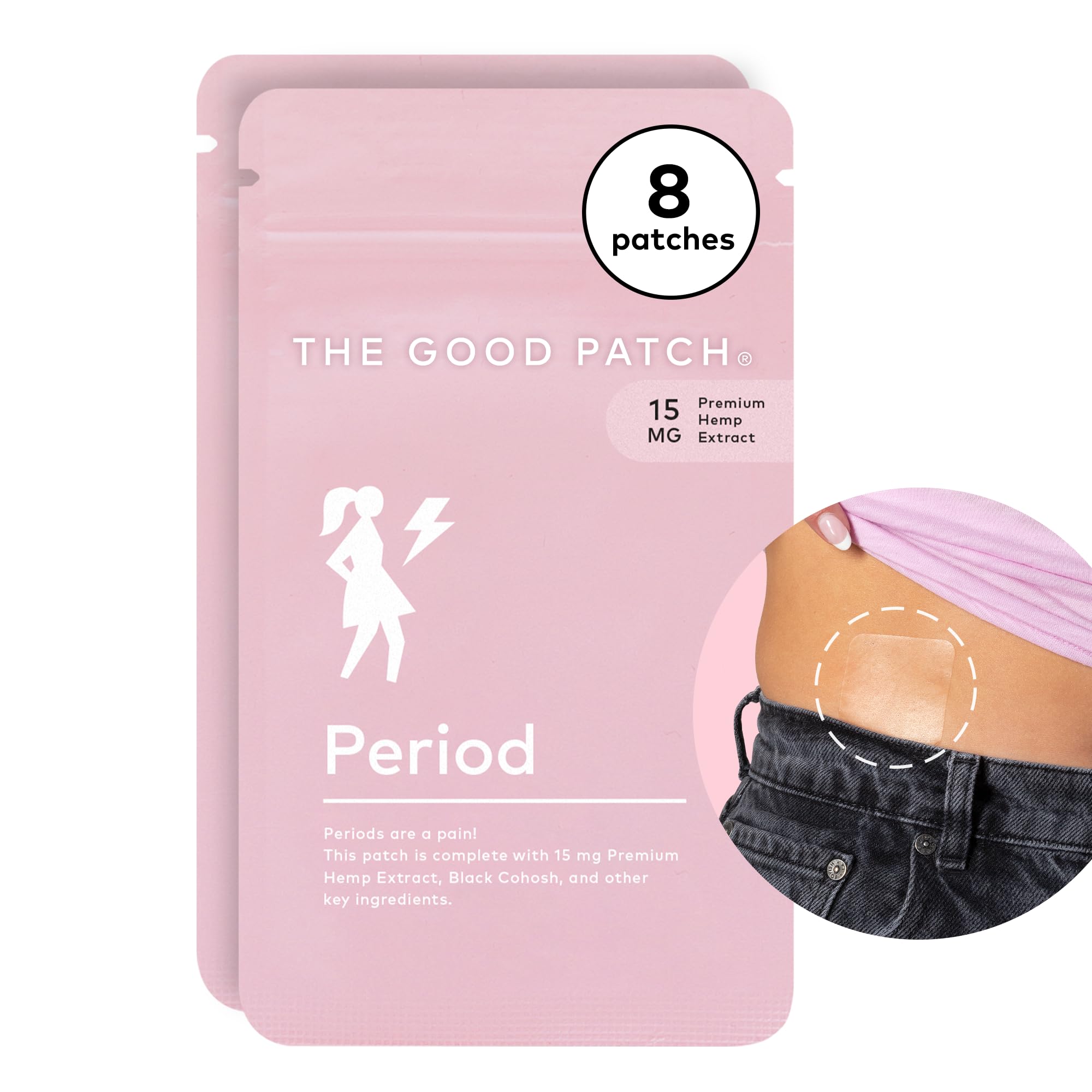 the good patch period patch with hemp for cramps sustained release for up to 12 hours natural patch with hemp black cohosh plant powered wearable wellness 8 total patches